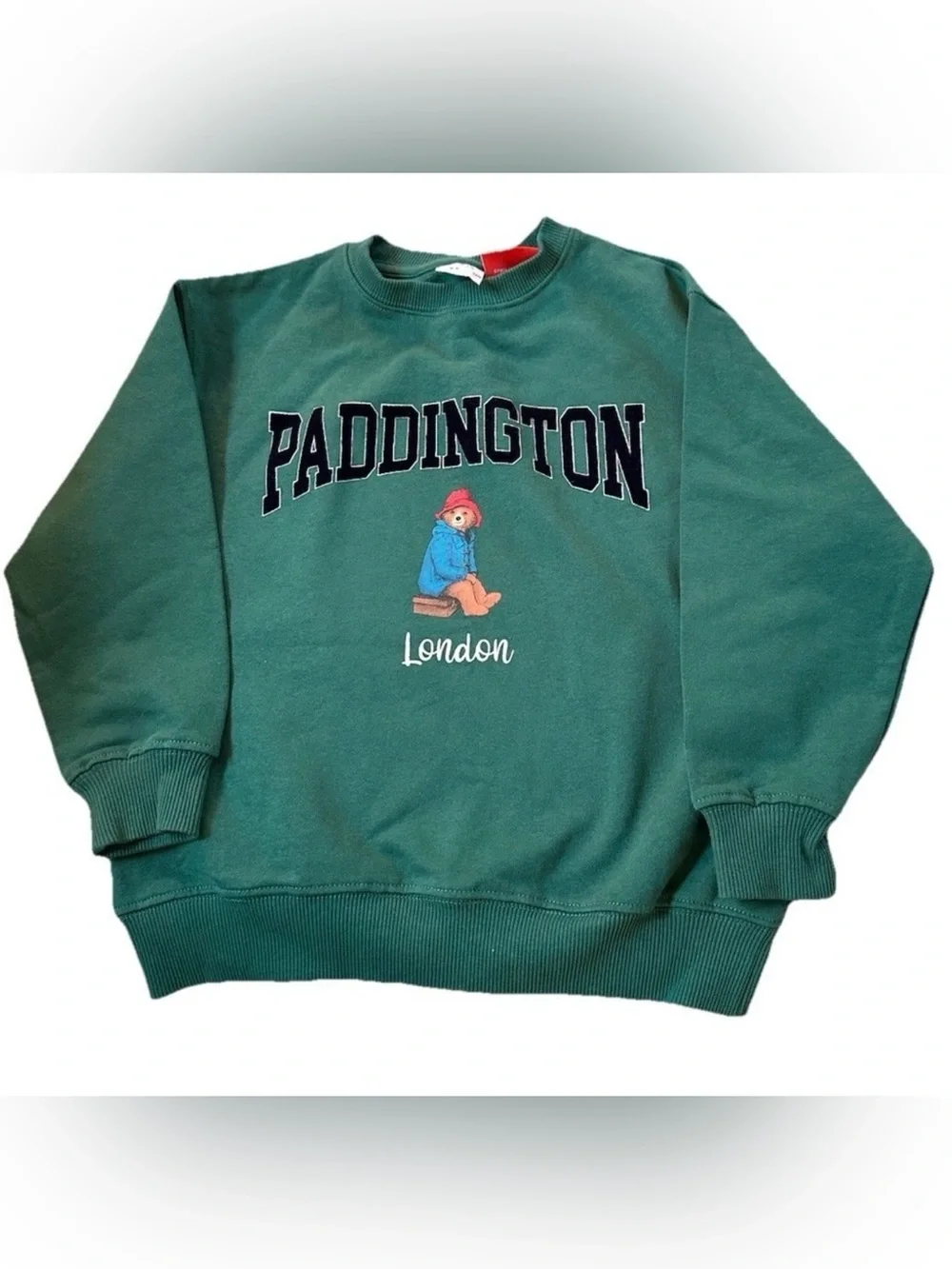Zara Paddington Bear Crewneck Sweatshirt Kids Size 6-7 Green London Cotton New